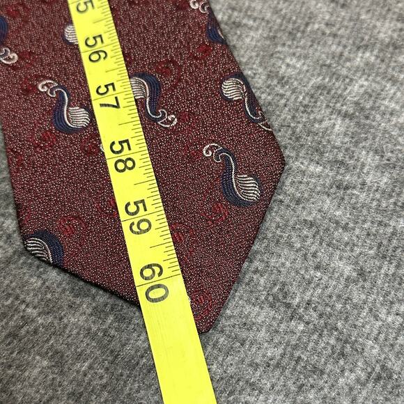 City of London by Ferrell Reed Mens Tie Burgundy Geometric 100% Silk NeckTie - Picture 7 of 7